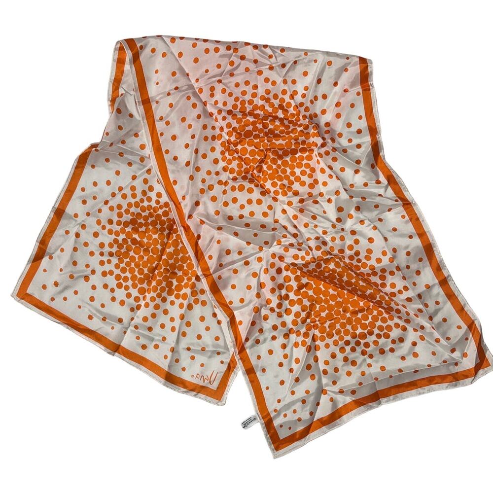 Vintage VERA Neumann Scarf ~  Signed ~ Orange ~ 43" x 14" Made in Japan